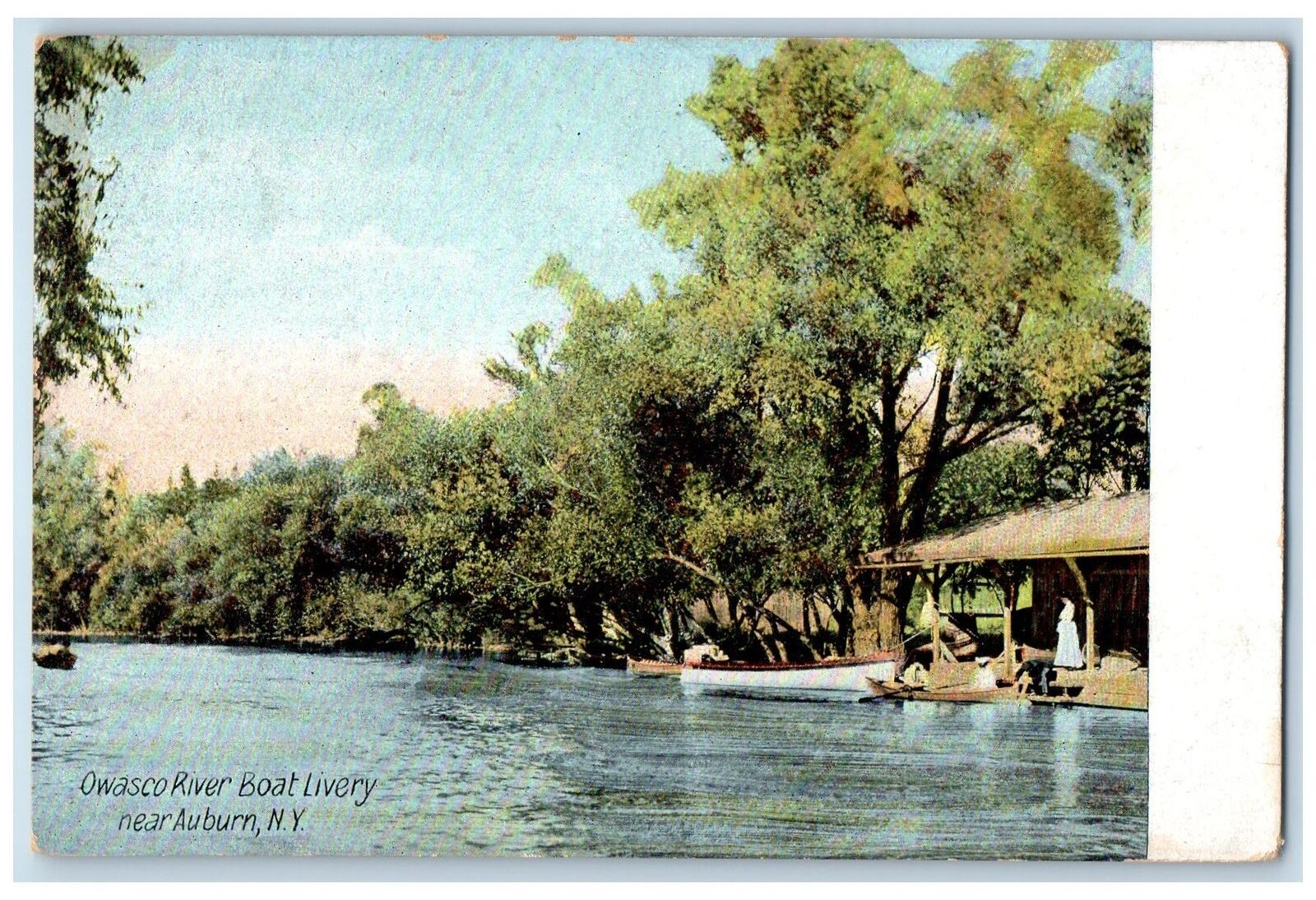 c1910's Owasco River Boat Livery Vintage Auburn New York NY Unposted Postcard