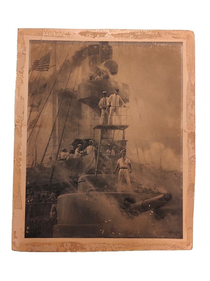 ZOGBAUM WATERCOLOR GOUACHE PAINTING PAPER 1899 USS OLYMPIA SPANISH AMERICAN WAR