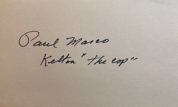 B-Movie Actor PAUL MARCO Signed Card - KELTON THE COP in ED WOOD Films - PLAN 9