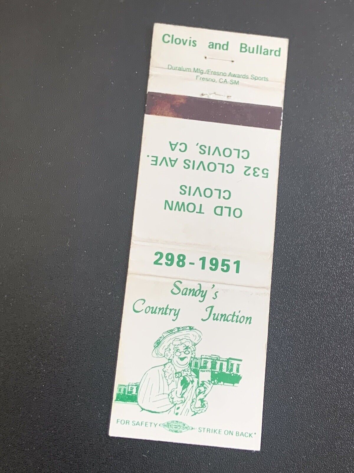 Matchbook Cover - Sandy’s Country Junction Clovis California