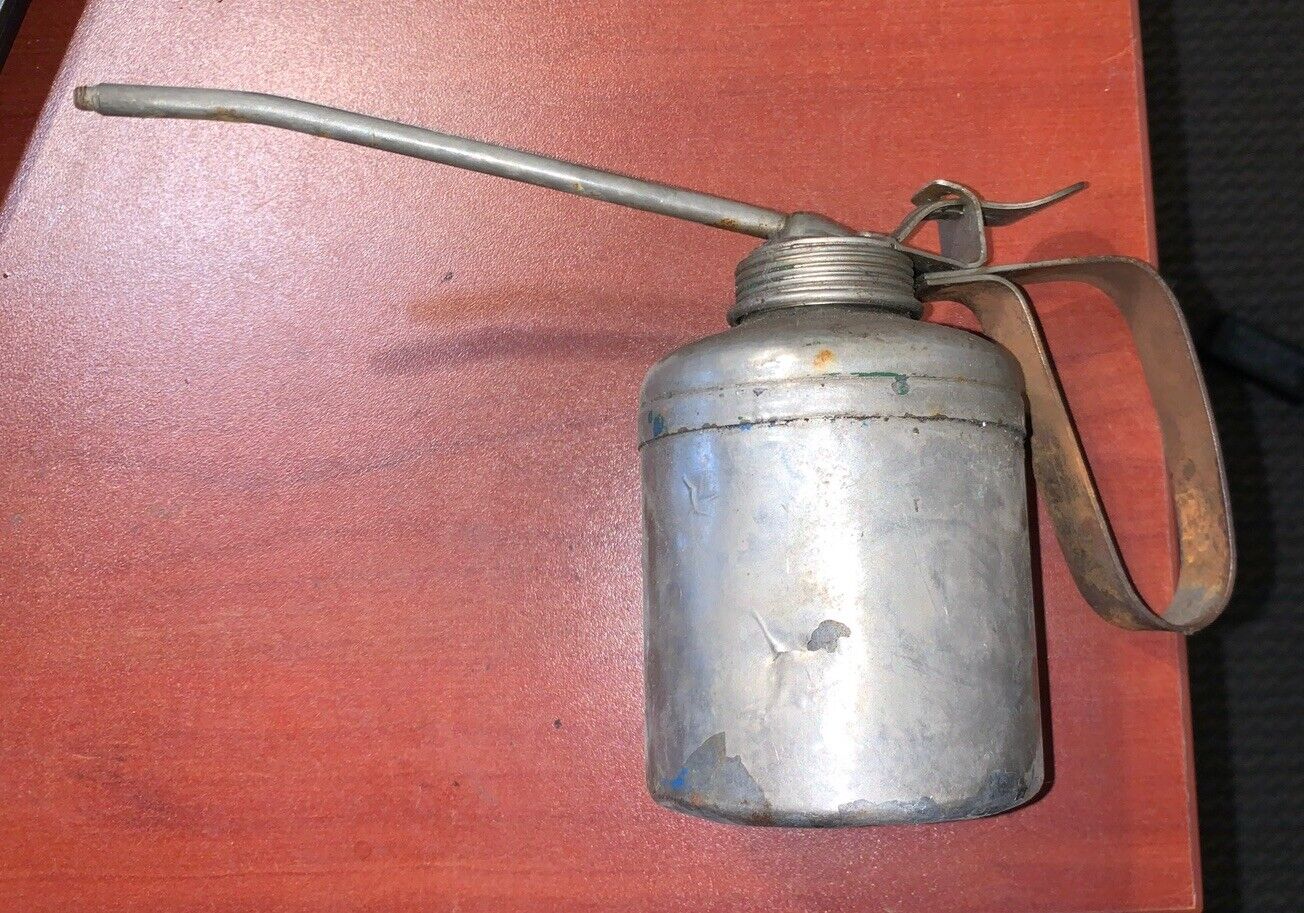 Vintage Screw Top Oiler Oil Can With Handle And Thumb Lever