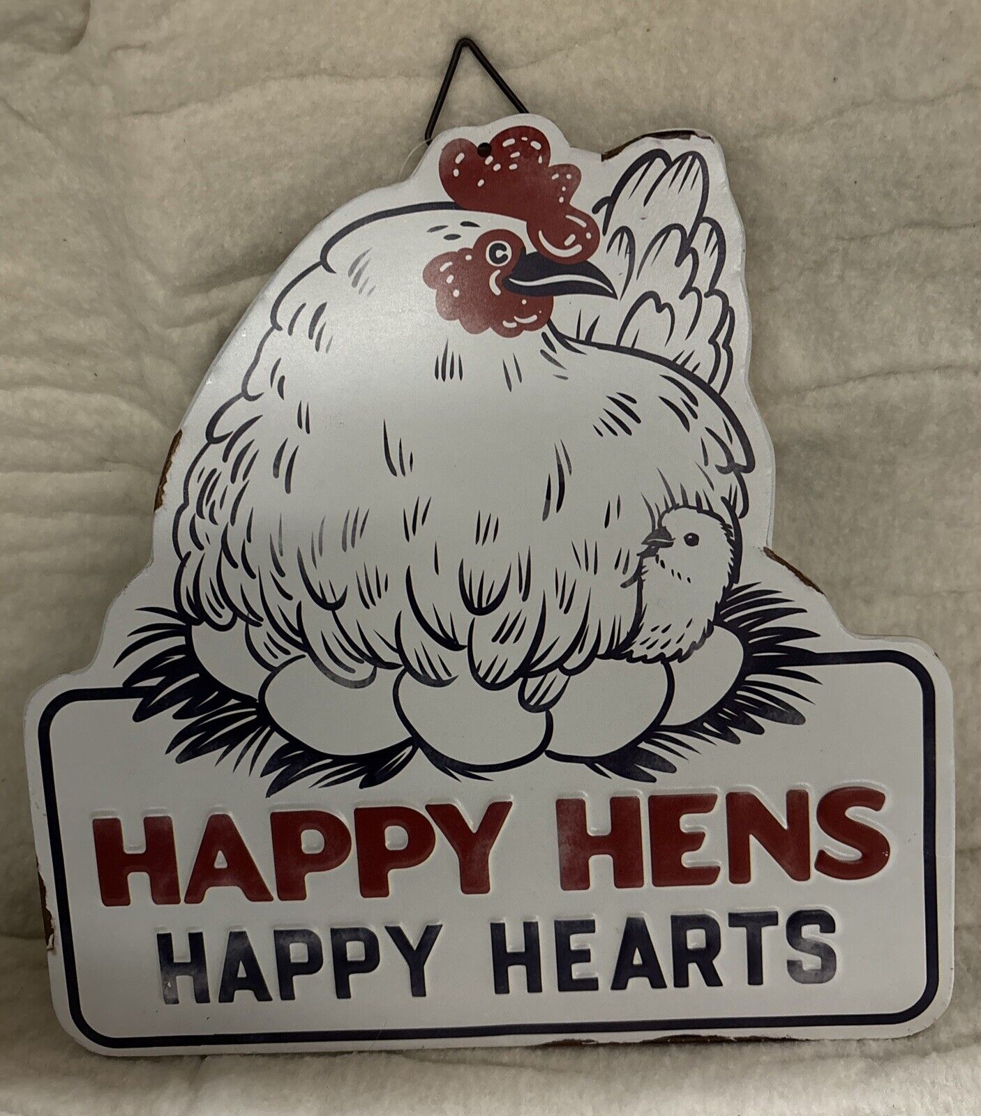 HAPPY HENS HAPPY HEARTS CHICKEN Metal Sign By  Red Shed 11x11 