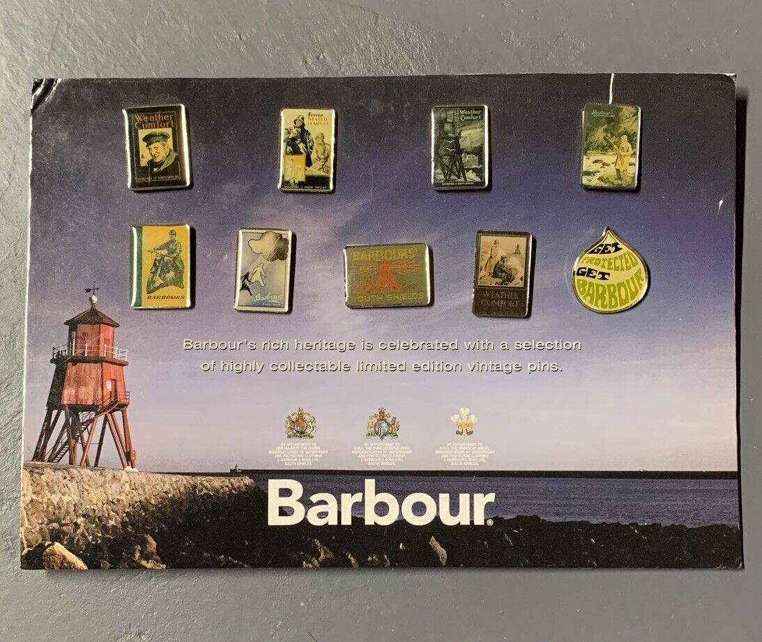 Barbour Vintage LIMITED EDITION PIN COLLECTION Highly Collectible NEW NEVER USED