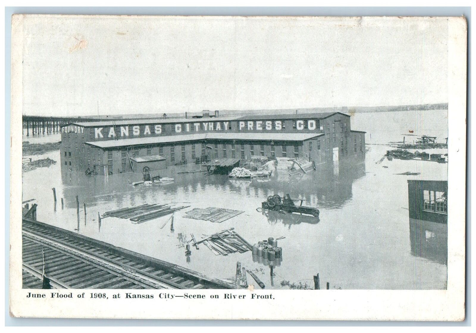 Kansas City Missouri RPPC Photo Postcard June Flood 1908 City Express Co. 1908
