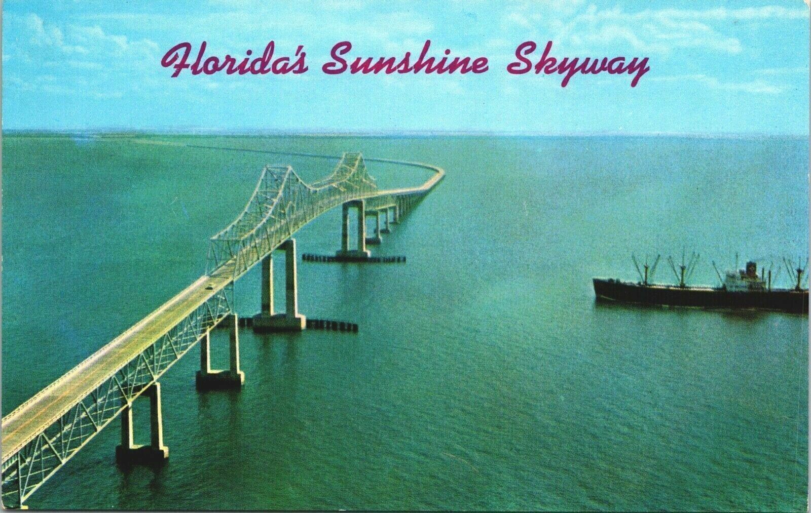 Vintage Postcard Florida\'s Sunshine Skyway Bridge Tampa Bay Robert Leahey