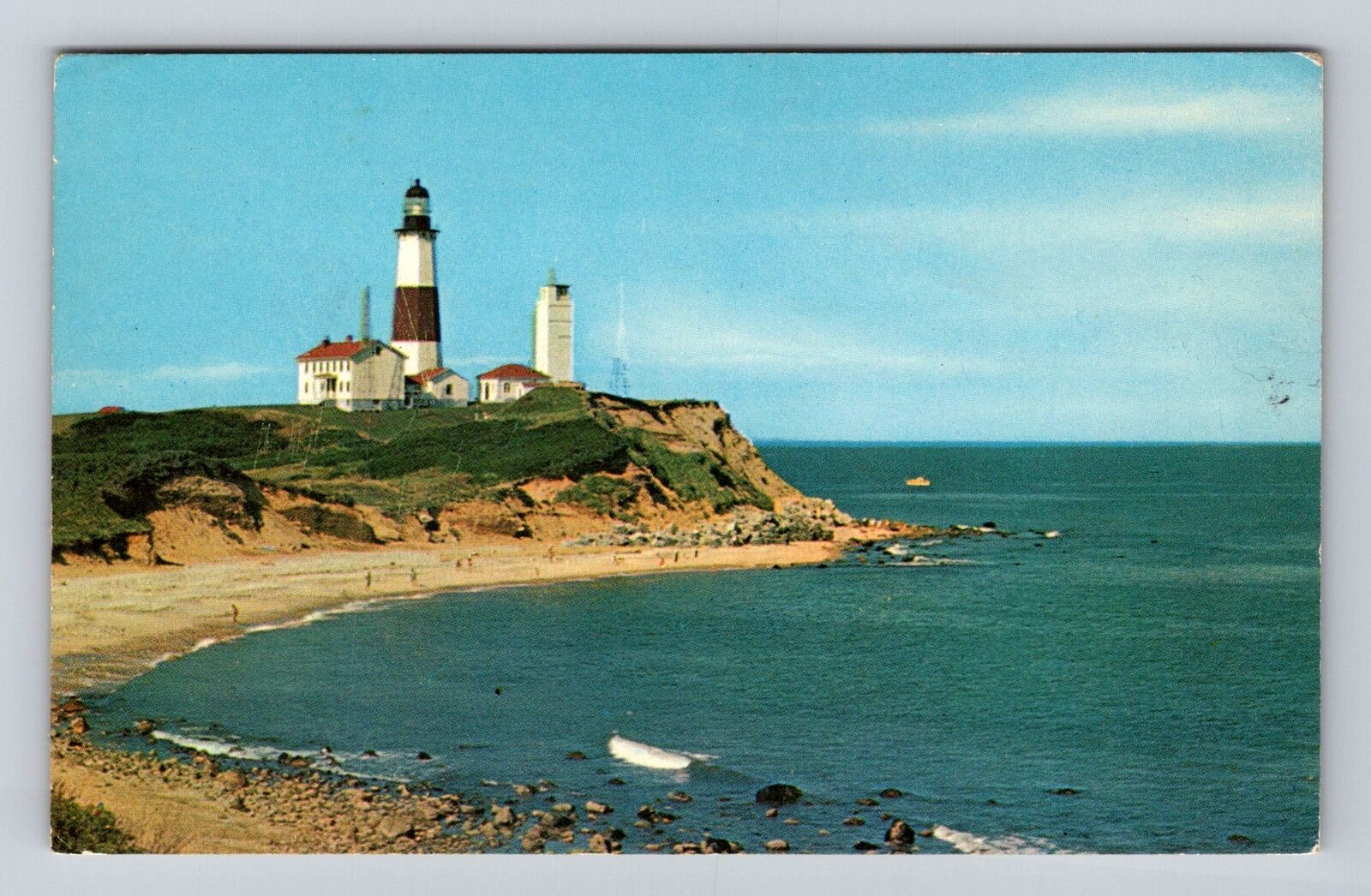 Long Island NY-New York, Montauk Point Light House, Vintage c1963 Postcard