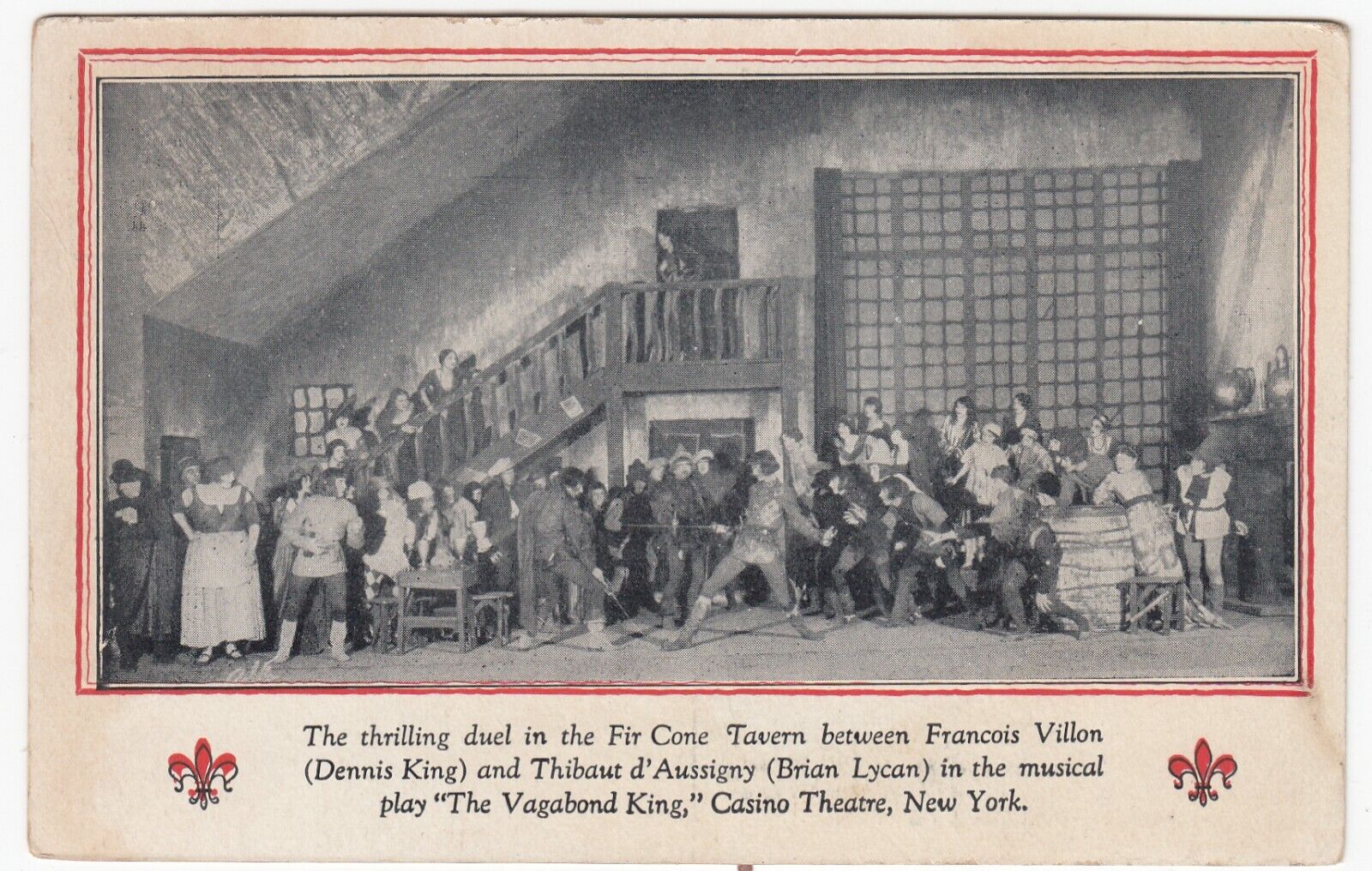 c1920s Casino Theatre, New York City Vagabond King Operetta Advertising Postcard