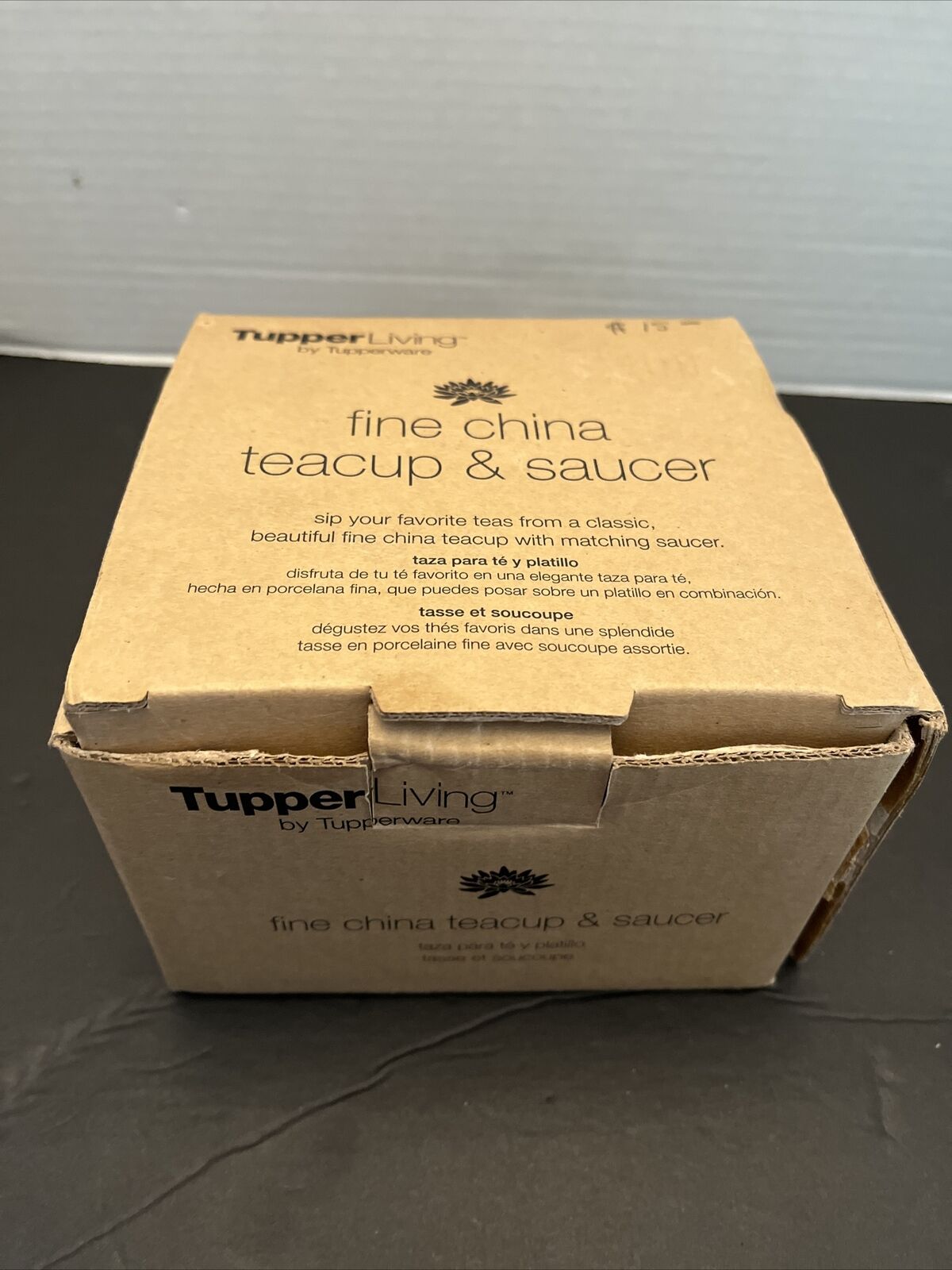 NEW Tupperware TupperLiving Fine China Teacup & Saucer In Box Read Description