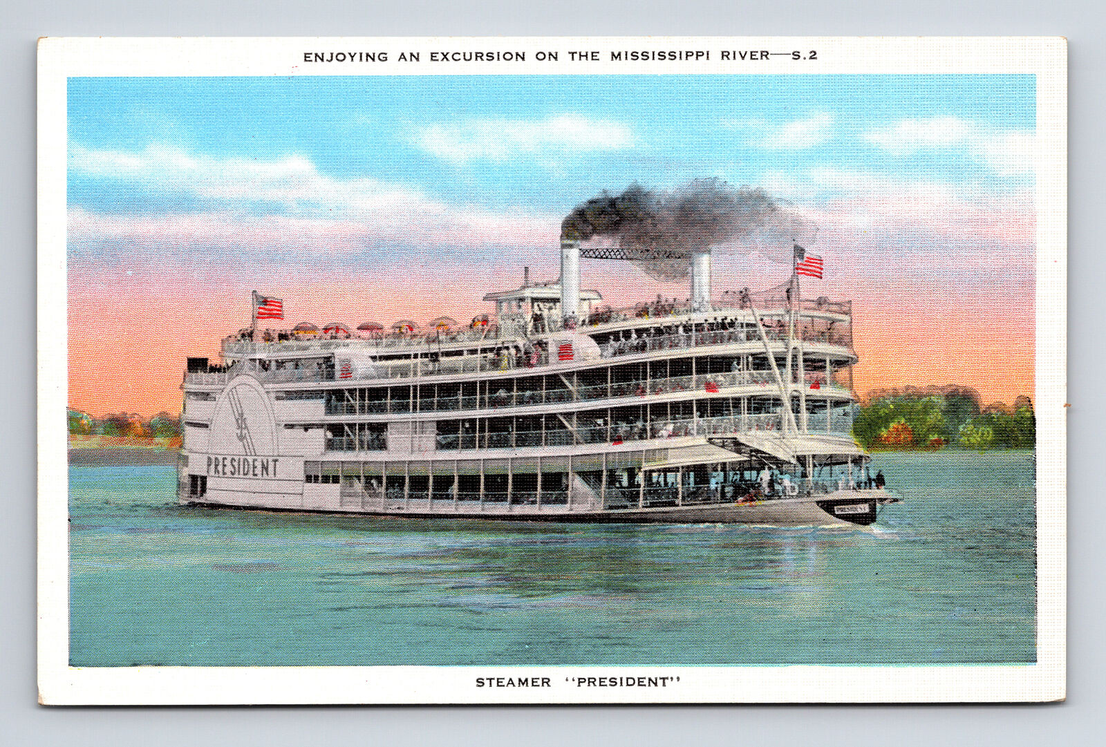 President Steamboat Excursion on the Mississippi River Postcard