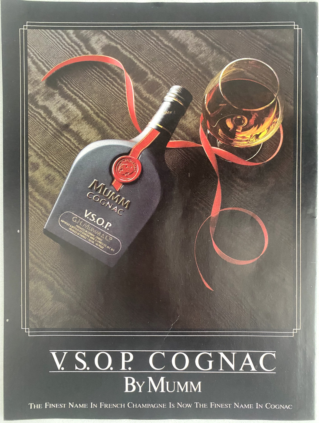 V.S.O.P. Cognac By Mumm French Champagne Vintage 1986 Magazine Ad