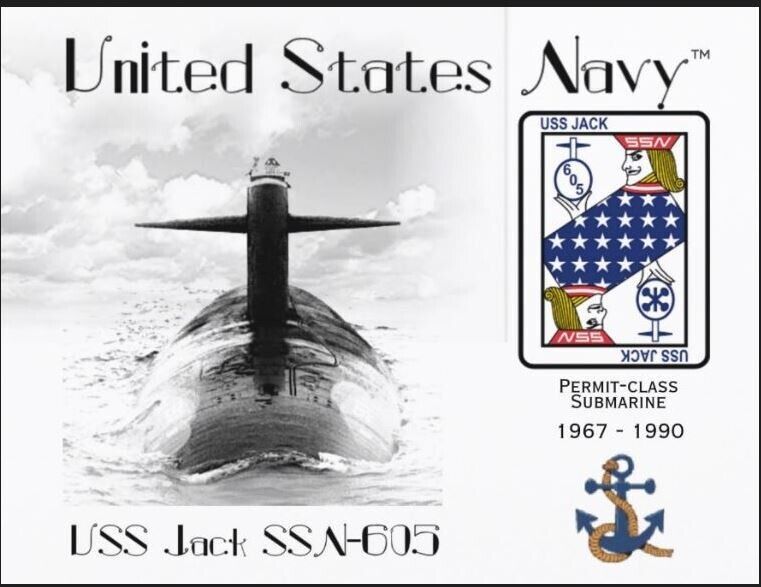 USS JACK SSN-606  SUBMARINE   -  Postcard