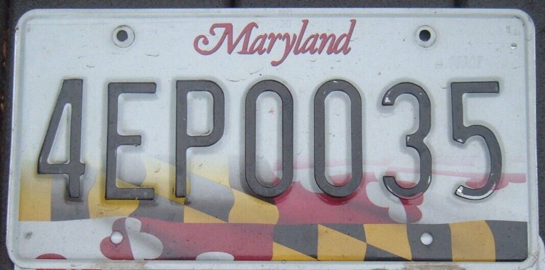 MARYLAND checkered state flag  License Plate   4 EP  0035