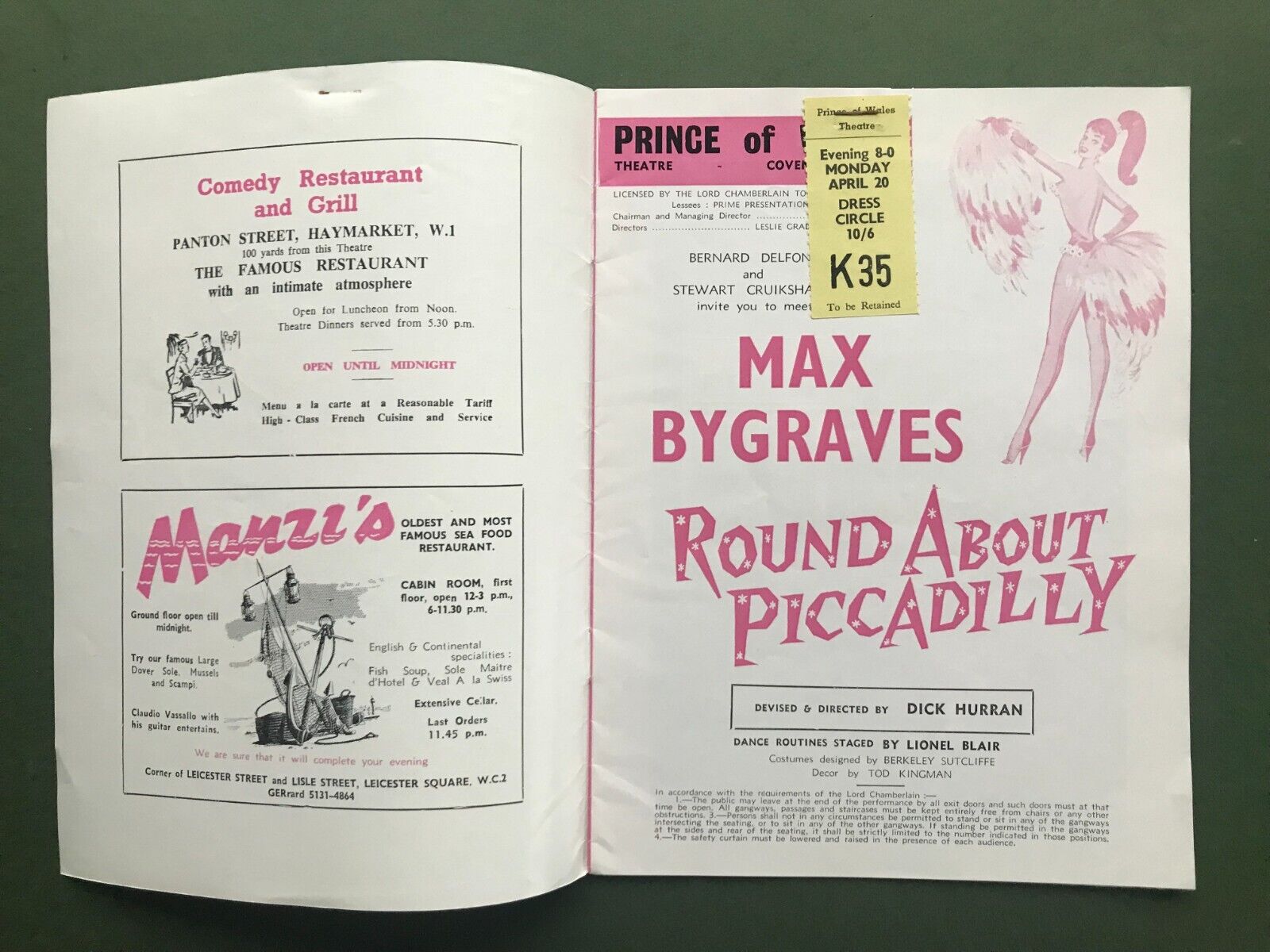 1964 Max Bygraves Round About Piccadilly Theatre Programme