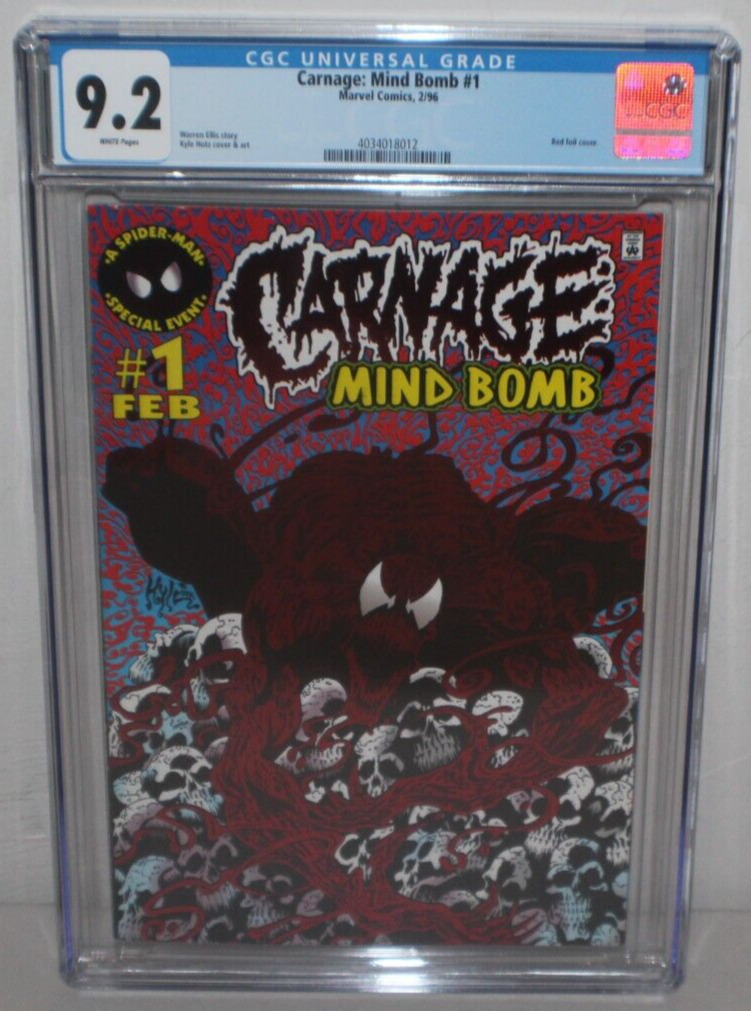 CARNAGE Mind Bomb 1 CGC 9.2 Marvel white Pages Spiderman Venom
