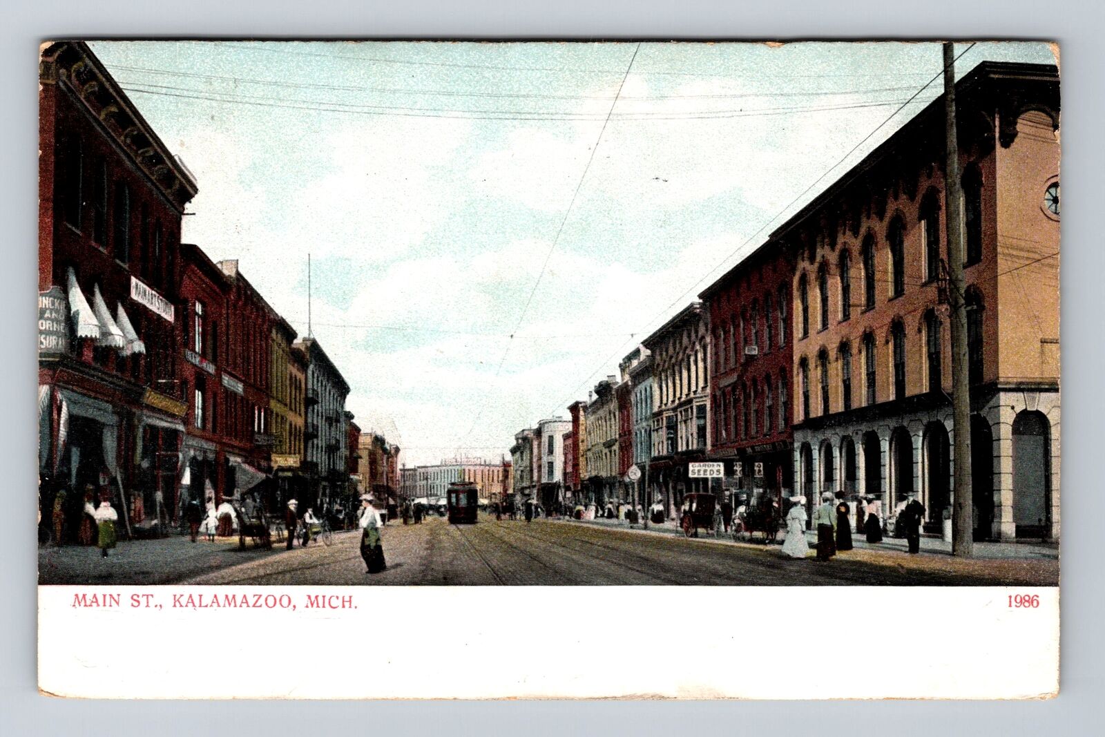 Kalamazoo MI-Michigan, Main St Storefronts, Antique, Vintage c1907 Postcard