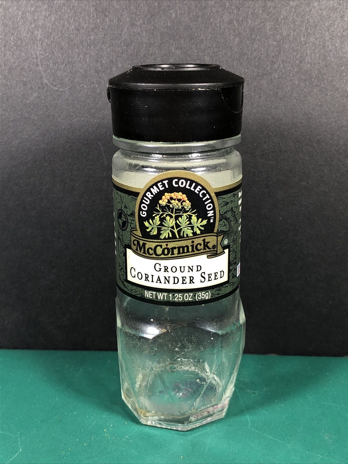 VTG McCormick | Ground Coriander Seed | Spice Jar | Black Lid | Empty | Gourmet