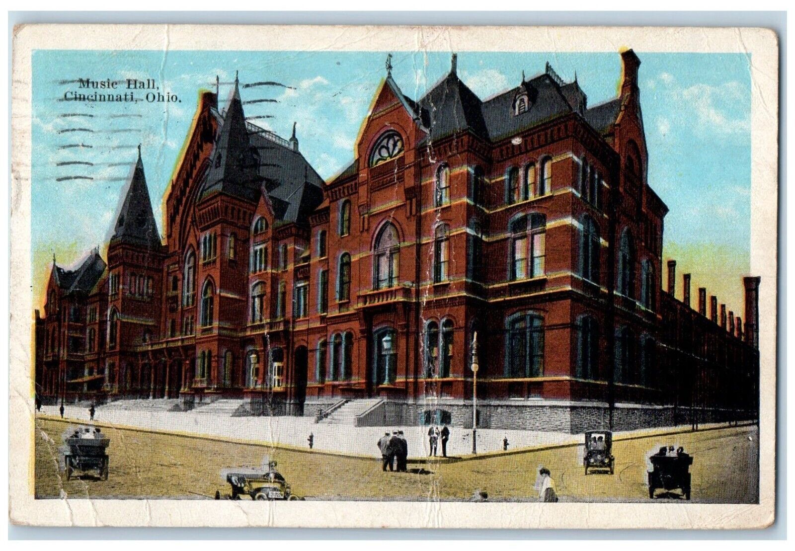 1926 Music Hall Exterior Building Road Cincinnati Ohio Vintage Antique Postcard