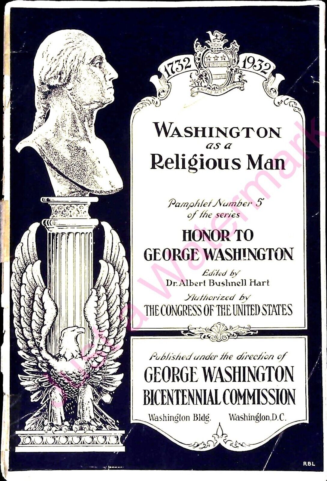 Vintage Booklet Washington as a Religious Man Bicentennial Commission 1732-1932