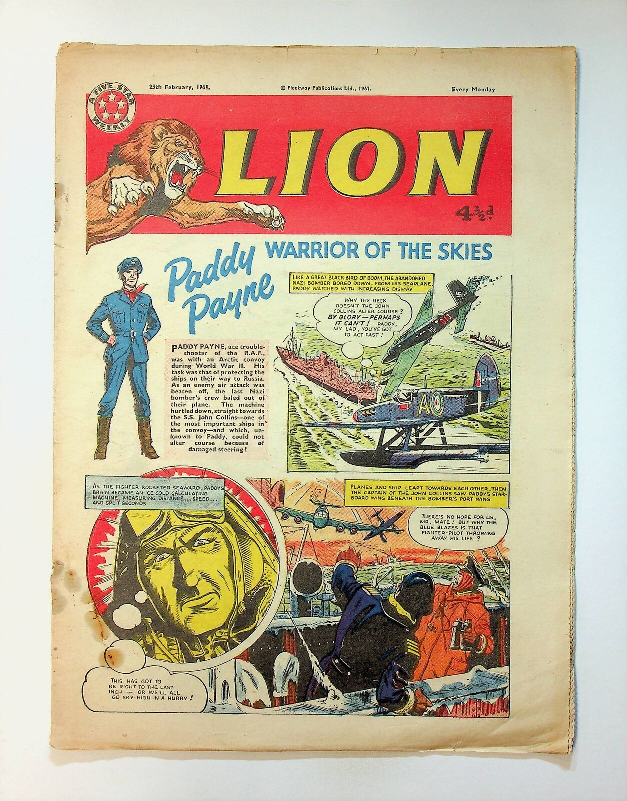 Lion 2nd Series Feb 25 1961 GD Low Grade