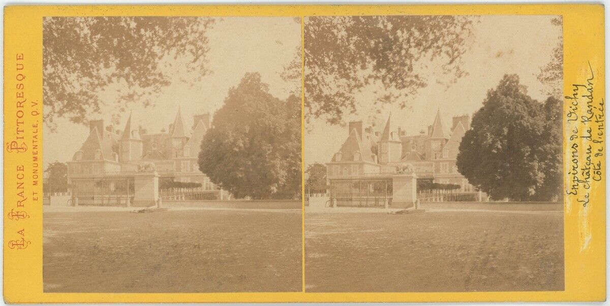 Stereo circa 1870-80. Surroundings of Vichy (Allier). Randan Castle.