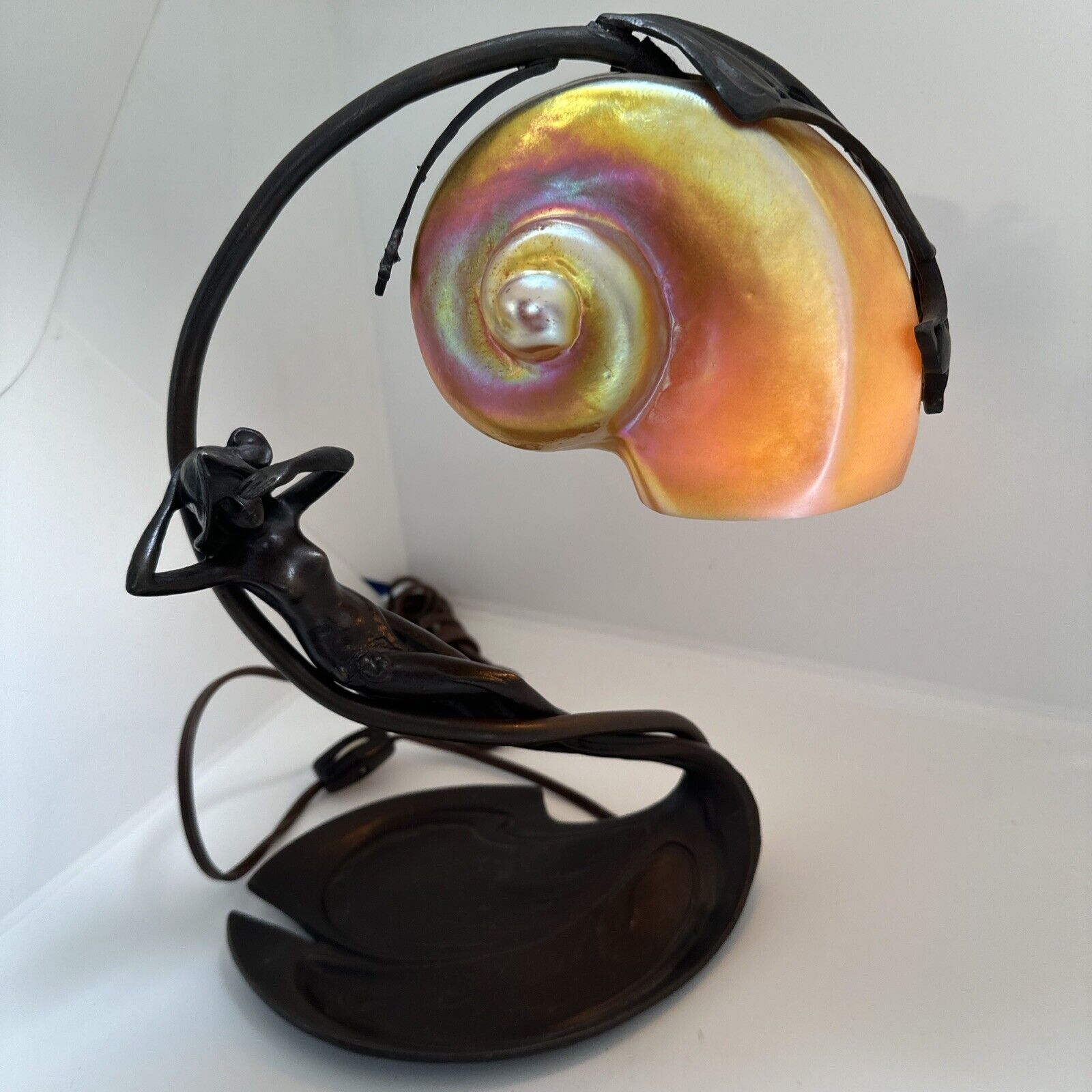 antique art nouveau figural lamp Attr: To Claude Bonnefond French Mermaid Lamp