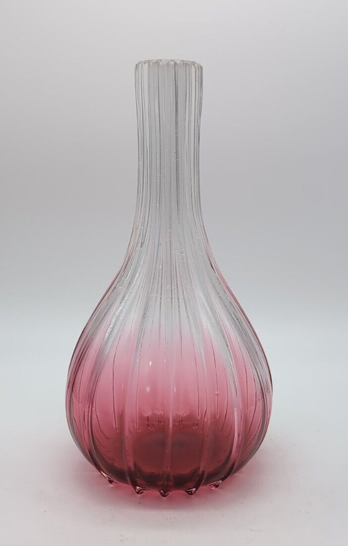 Antique Pink Ombre Victorian Barber Bottle Glass Finished Pontil Sheared Lip 