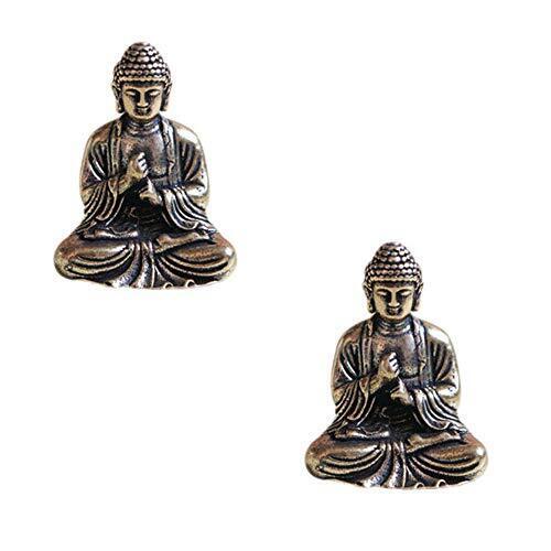 2 Pcs Mini Statue Brass Sakyamuni Buddha Ornaments Creative Home Office Decorati