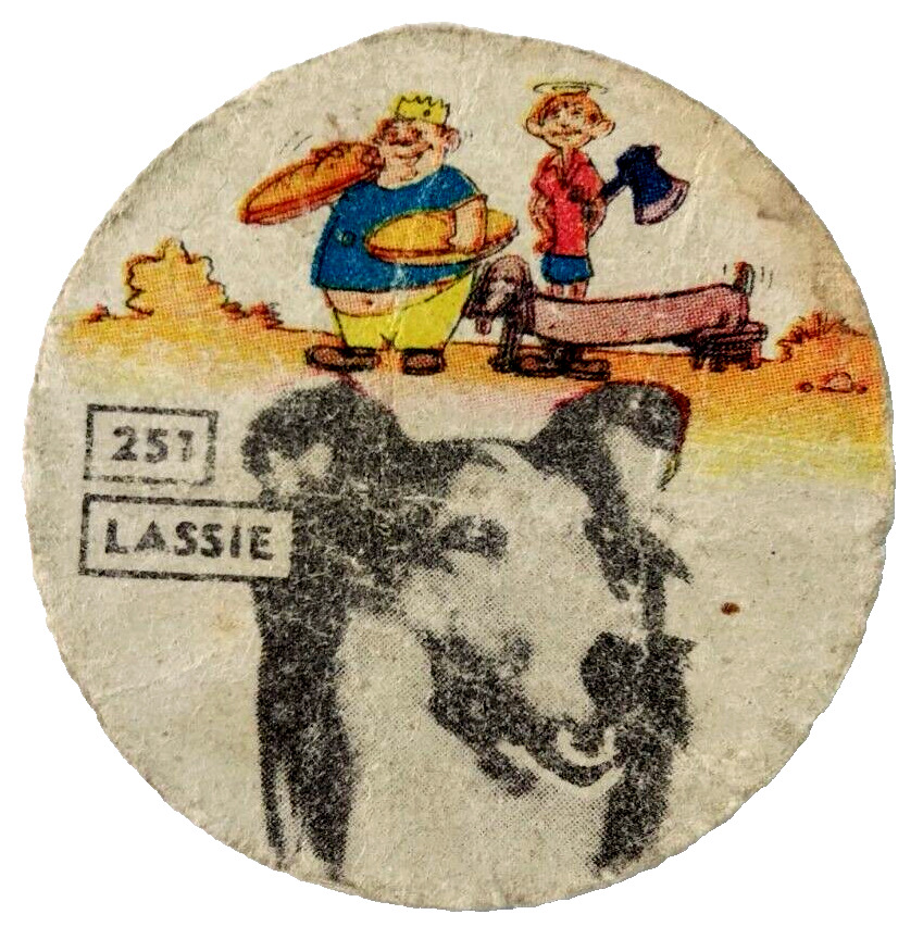 Vintage 1961 Lassie Tv Series Figuritas Lejano Oeste Argentina Disc Card #251