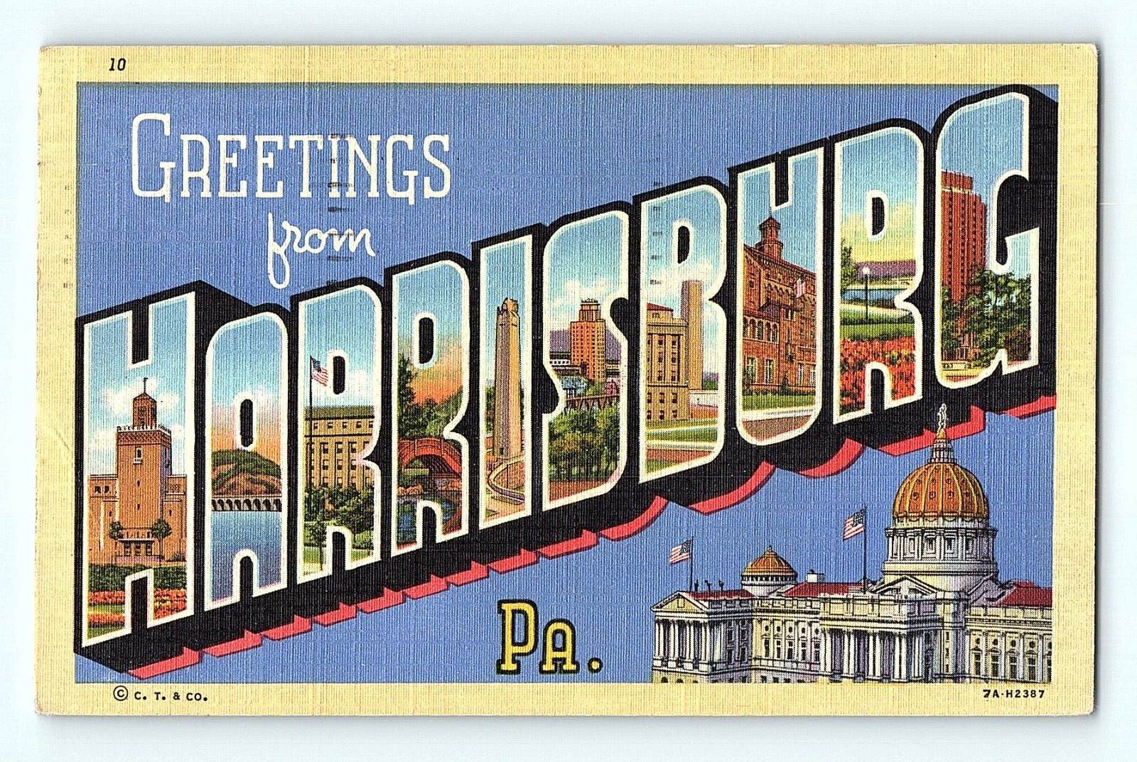 Greetings from Harrisburg Pennsylvania 1946 Vintage Postcard E4