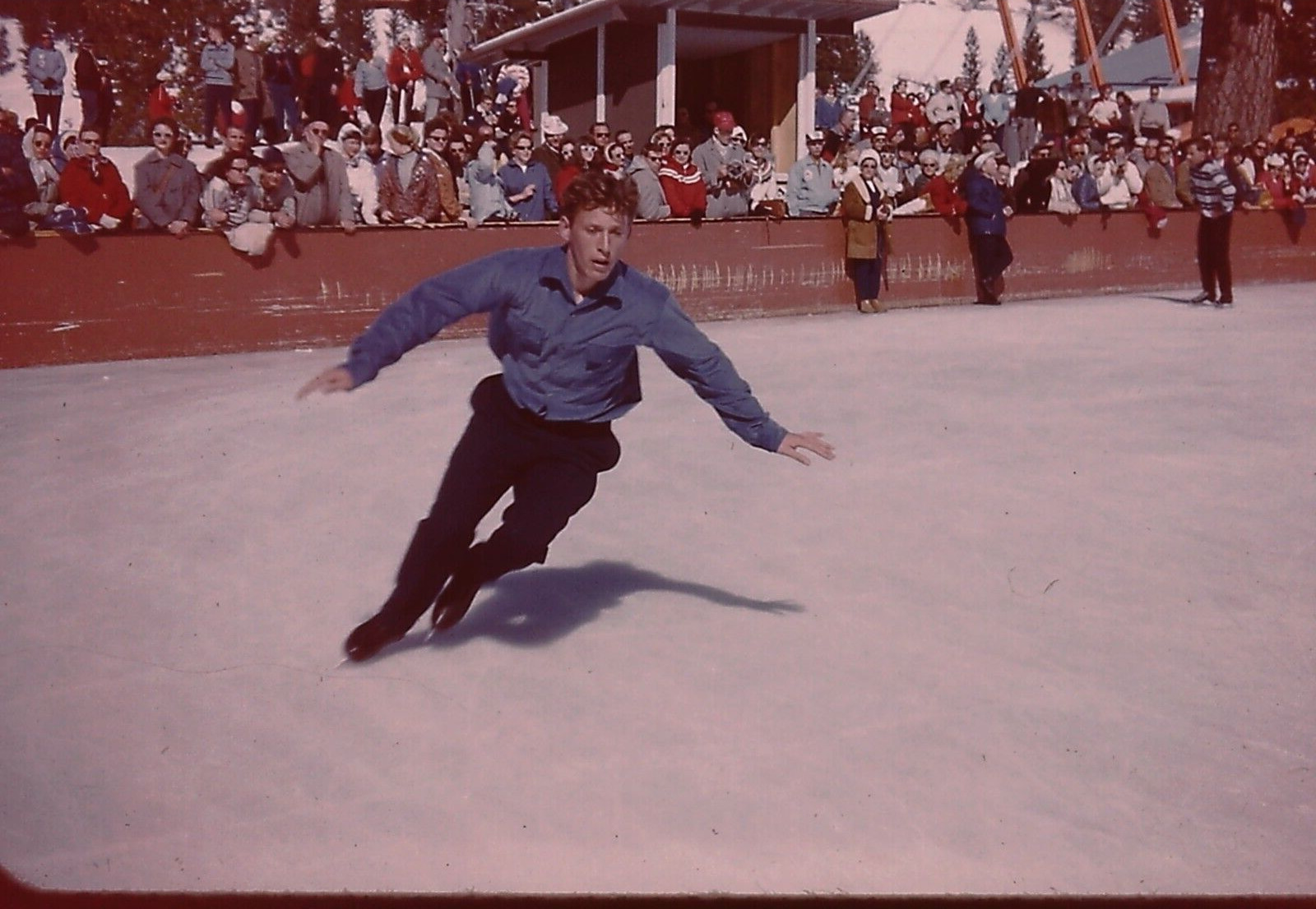 February 1960 35 MM Slide Squaw Valley Male Figure Skater Arms Out CA Olympic