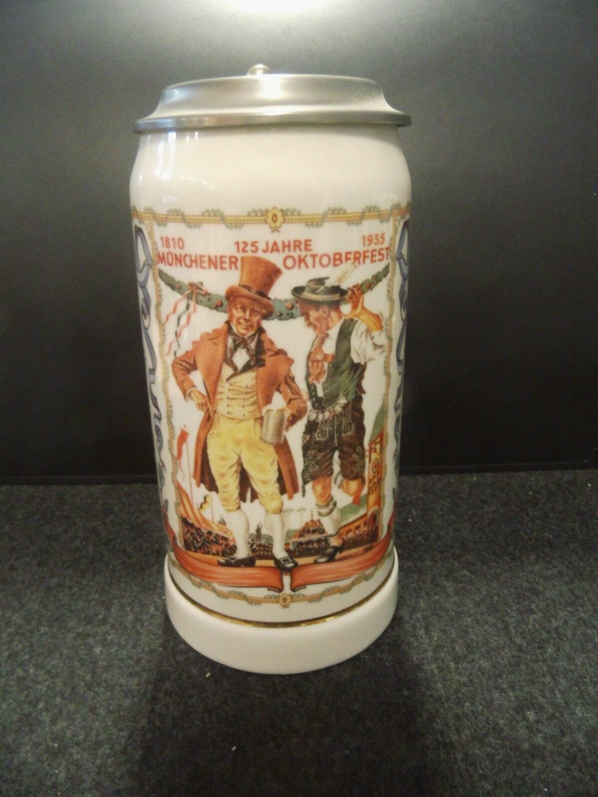 Vintage Gerz 125 years Oktoberfest-  Lidded Beer Stein Mug Height 8 