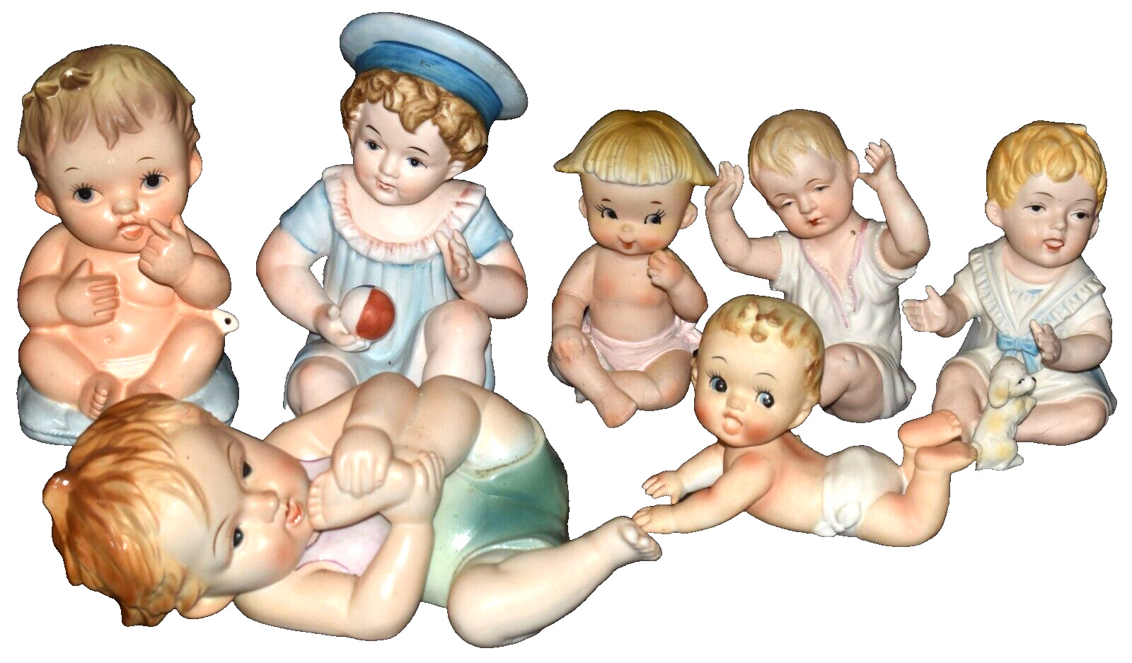 Lot Of 7 Vintage Piano Baby Porcelain Figurines