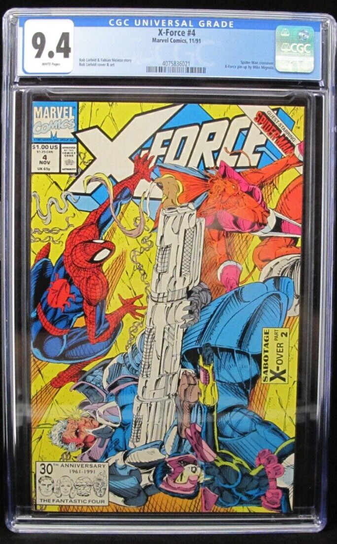 X-Force #4 CGC 9.4 3rd Appearance of Deadpool Spider-man Crossover