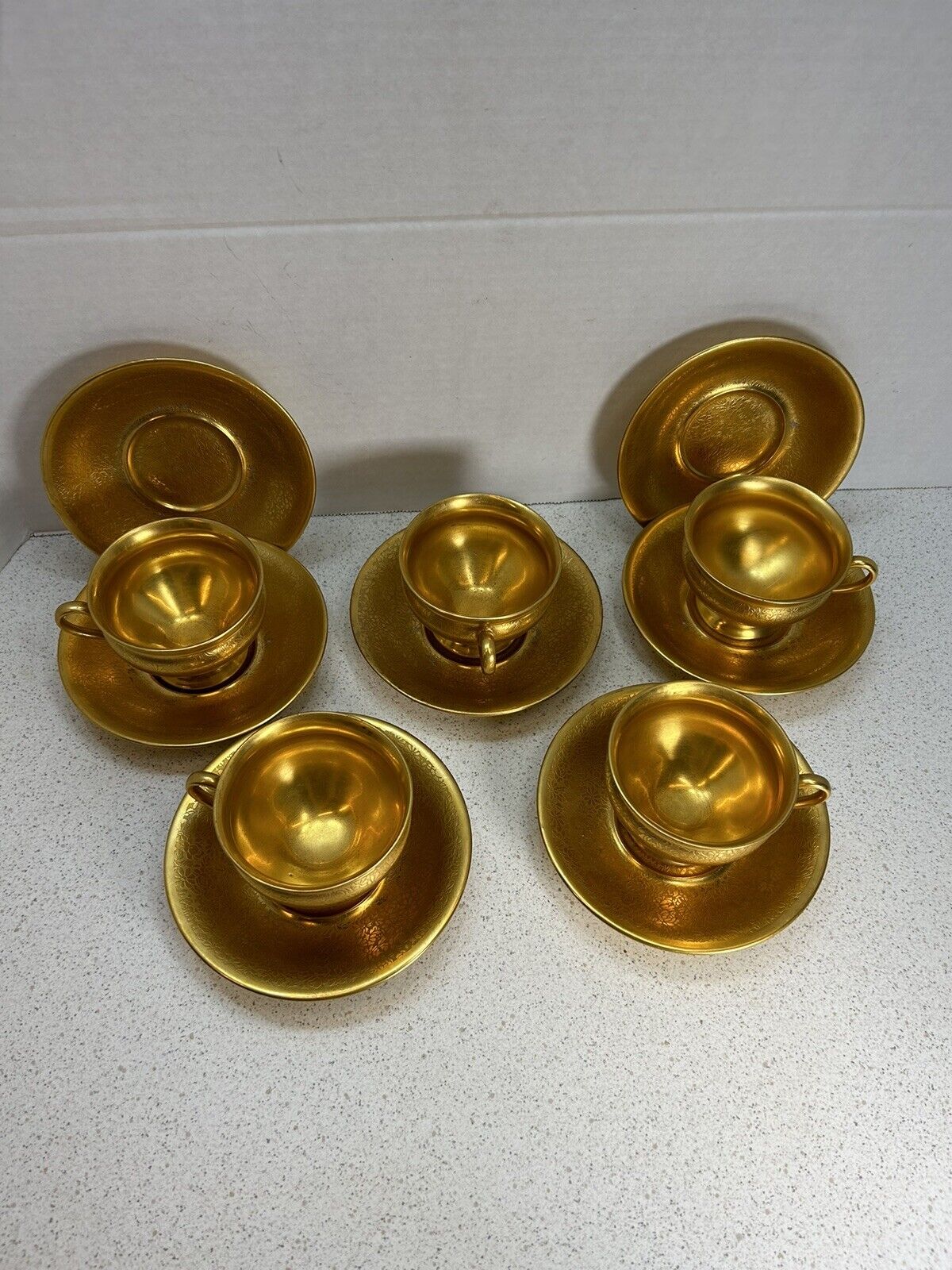 Set Of 5 Gold, Thomas Bavaria Pickard Tea/coffee 5 Cups And 7 Saucers