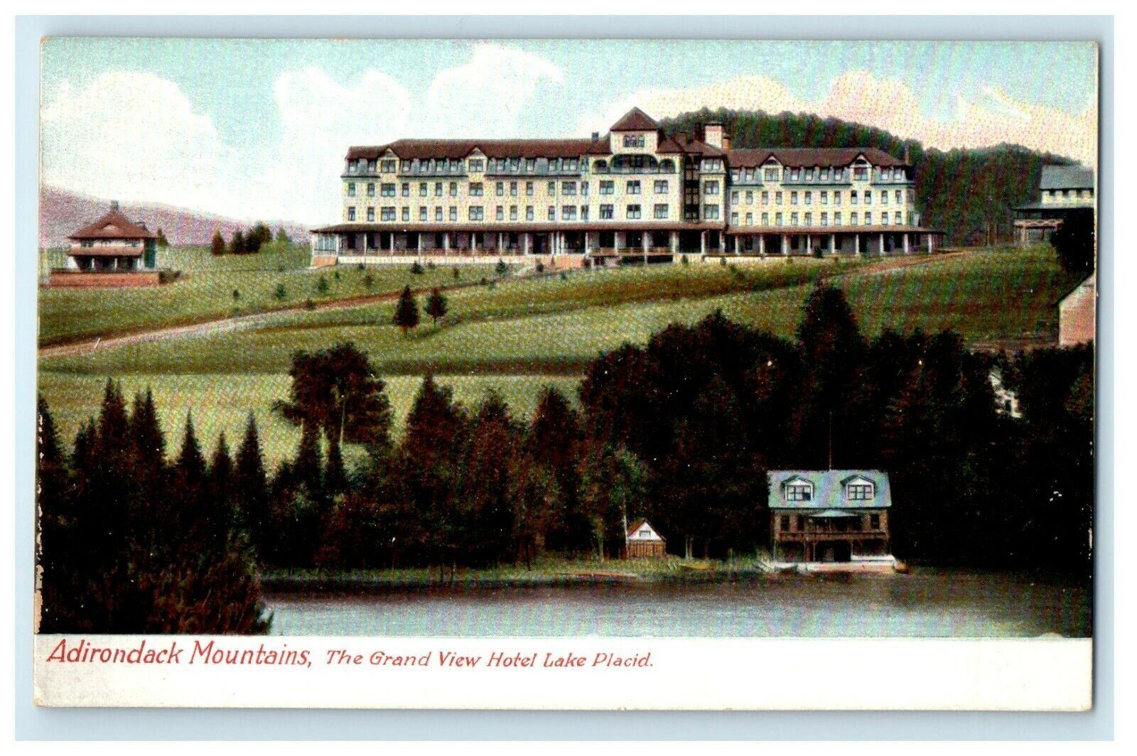 1905 The Grand View Hotel Lake Placid, Adirondack Mountains New York NY Postcard