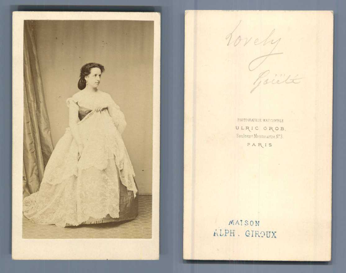 Grob, Paris, Lovely, (Mrs. Désirée Larue, known as) Vintage CDV albumen face card