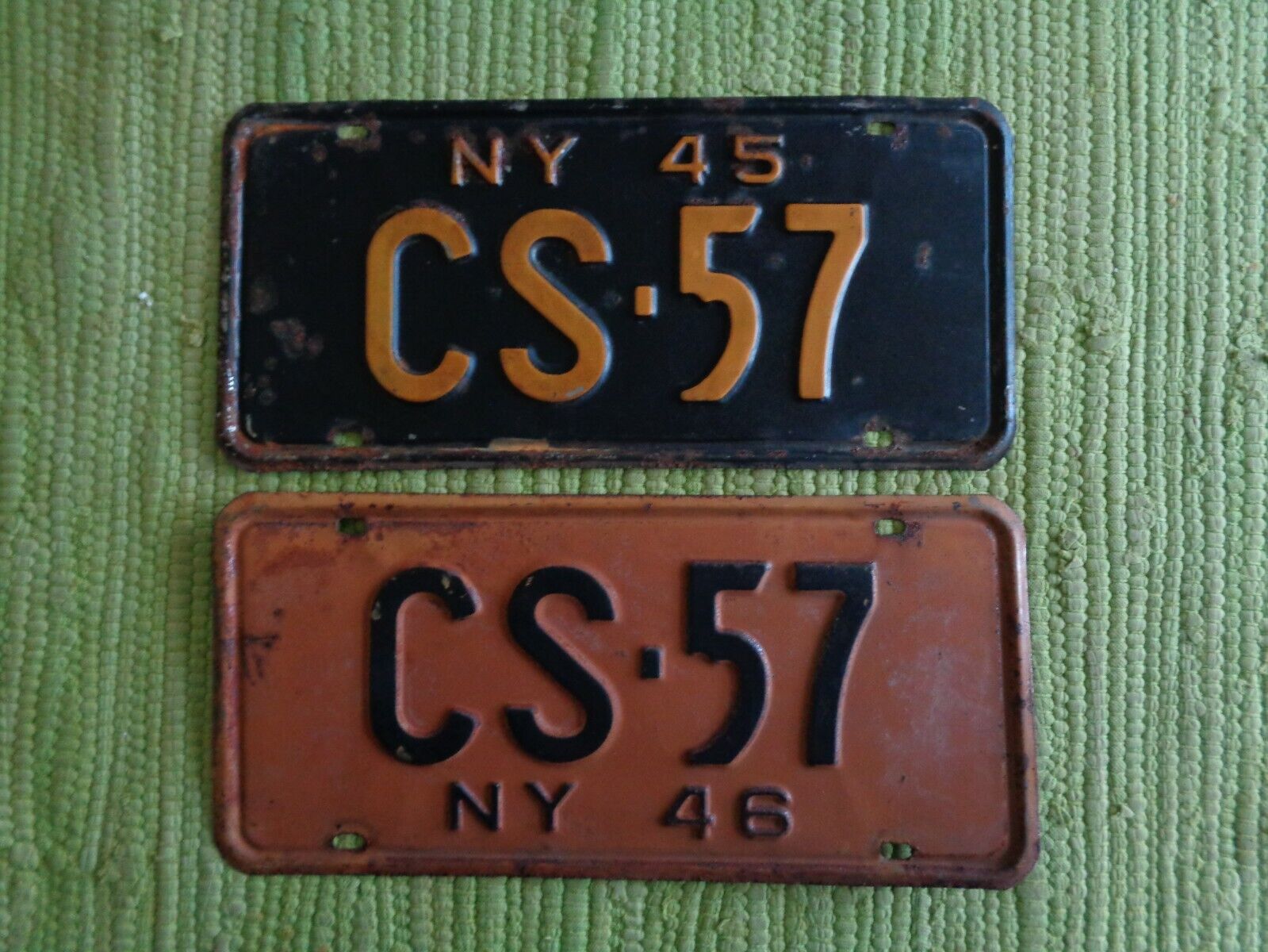 1945 & 1946 New York License Plate CONSECUTIVE Years NY 45 46 Tag Plates CS-57