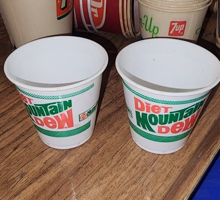 2 Vintage DIET Mountain Dew SOLO Cups Samples Plastic 