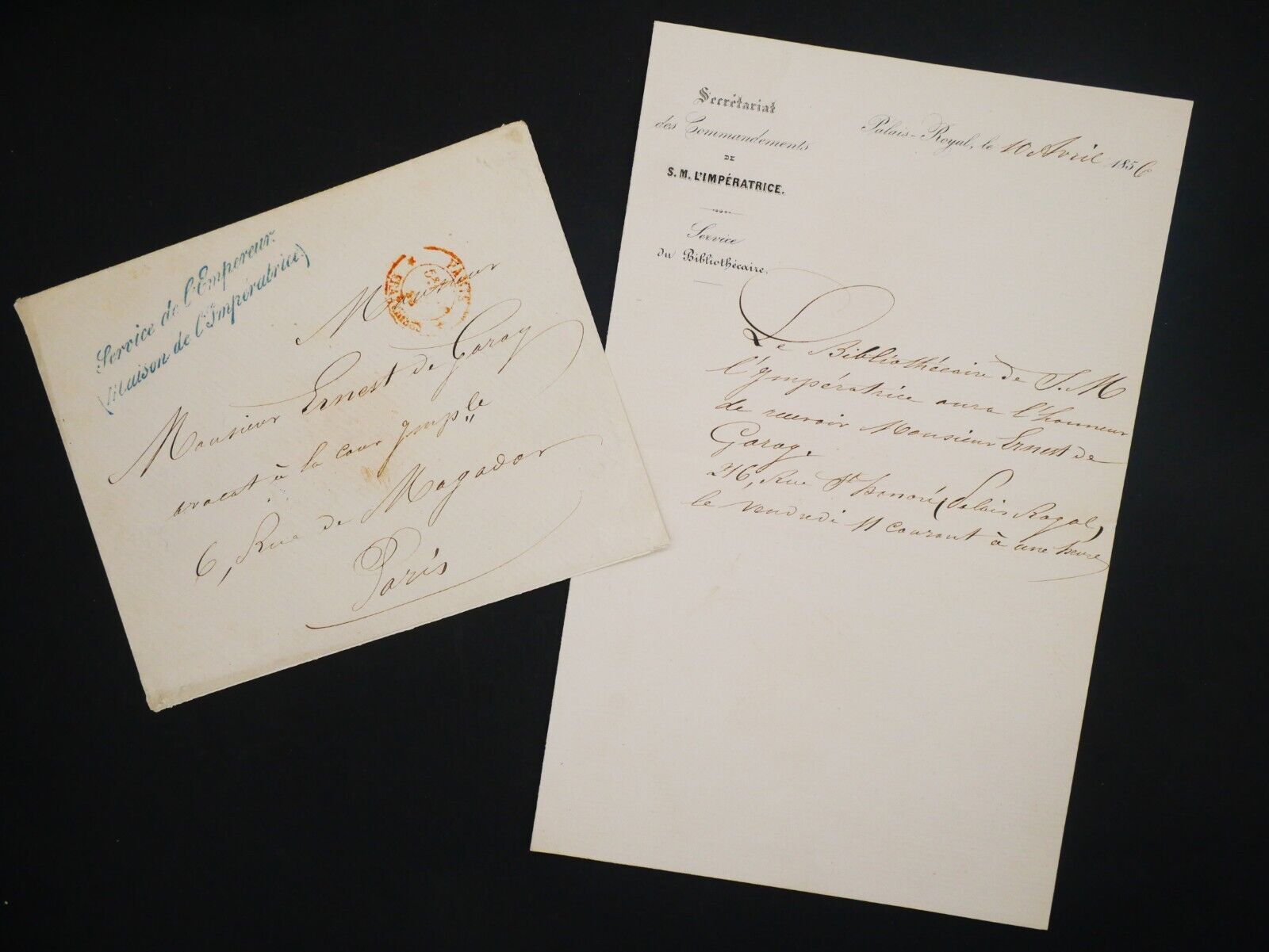 [Napoleon III] Empress Handwritten Invitation to Ernest de Garay