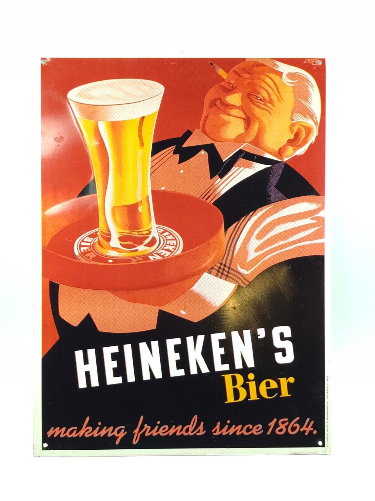 Vintage Heineken Beer Bier Sign Exclusive US Import DUTCH Man Cave RARE German