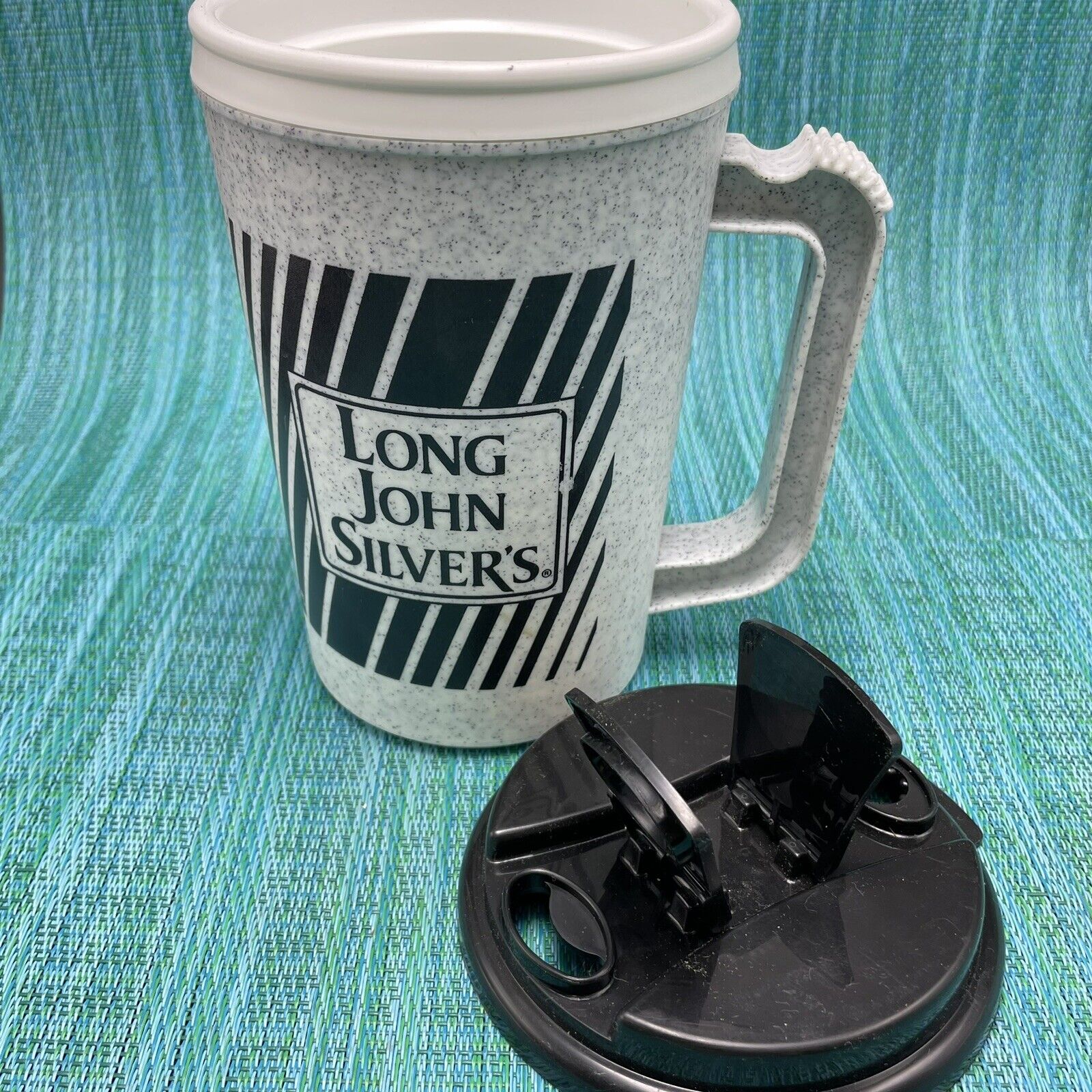 Vintage Long John Silvers Travel Mug 22 oz Insulated Cup Large - Black