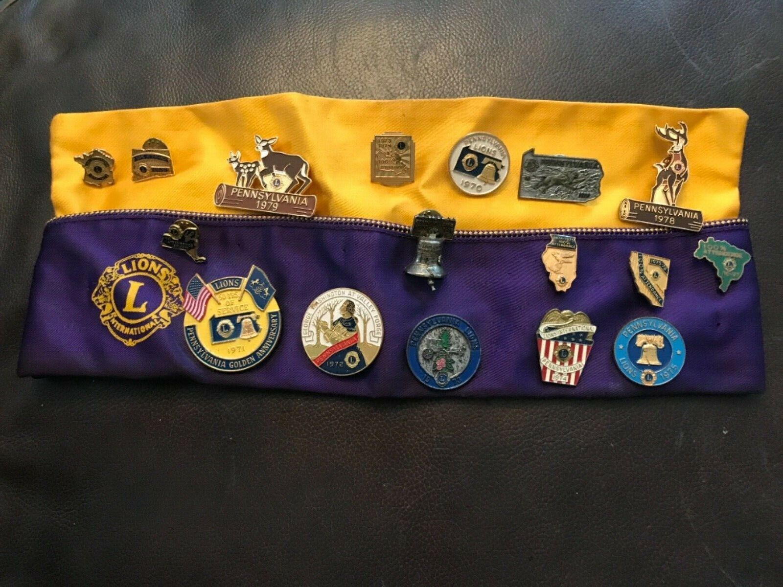 17 Lions Club Hat Cap Collectible Pins Pennsylvania Brazil IL 1970\'s Attendance