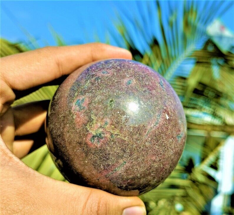 Chakra Stone Large 80MM Natural Pink Rhodonite Metaphysical Healing Sphere Ball