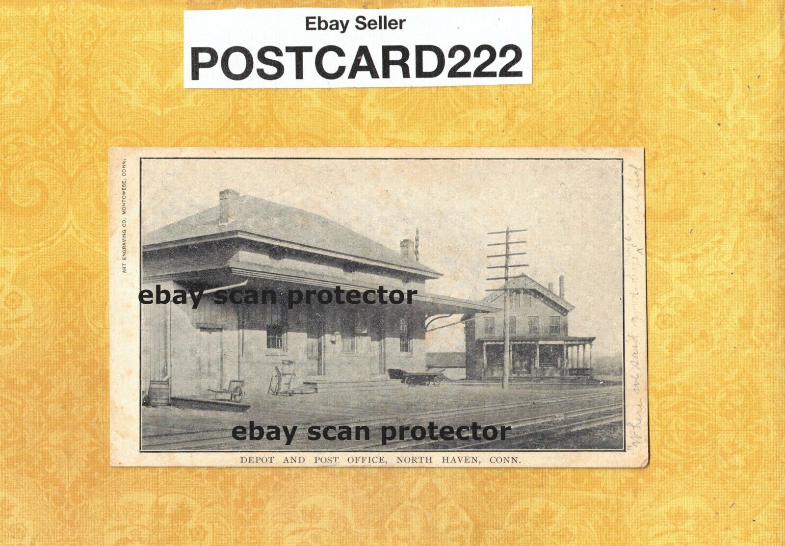CT North Haven 1901-09 udb antique postcard RAILROAD DEPOT & POST OFFICE CONN