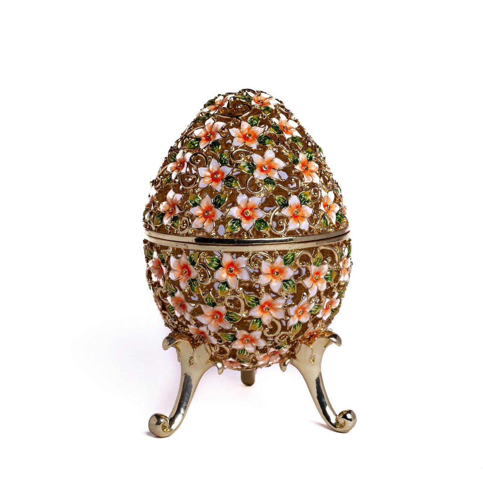 Large Flower Egg Trinket Box  Handmade by Keren Kopal Austrian Crystals