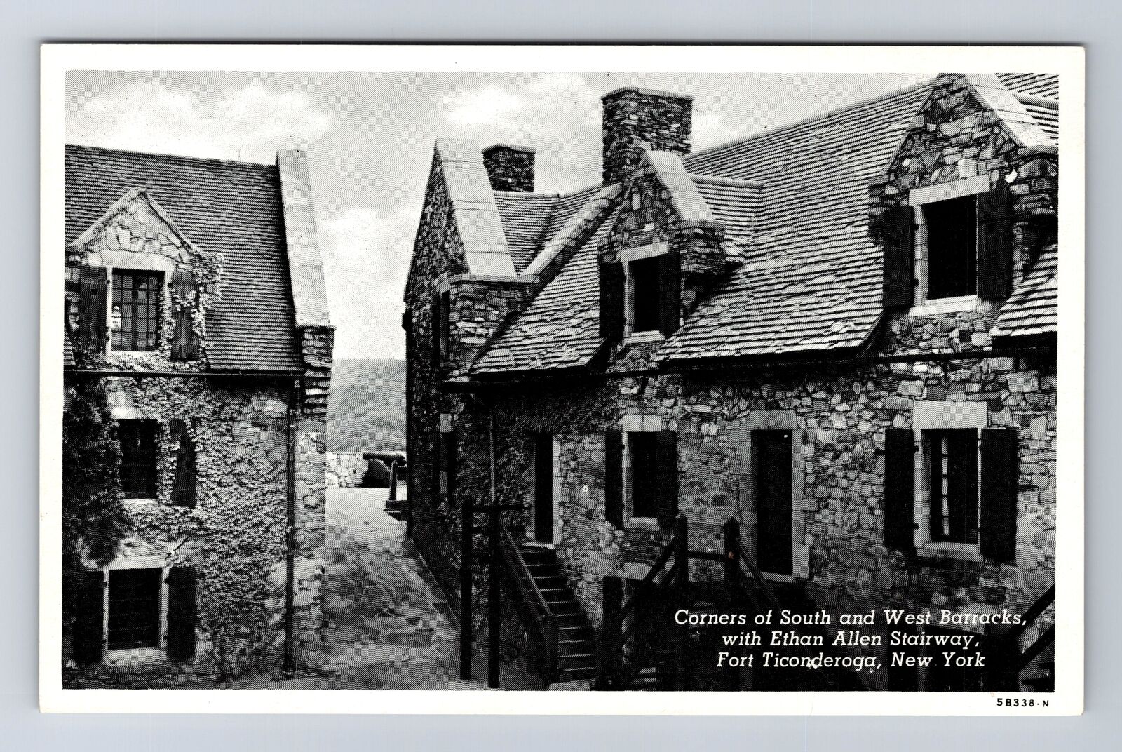 Fort Ticonderoga NY-New York, Corners South & West Barracks, Vintage PC Postcard