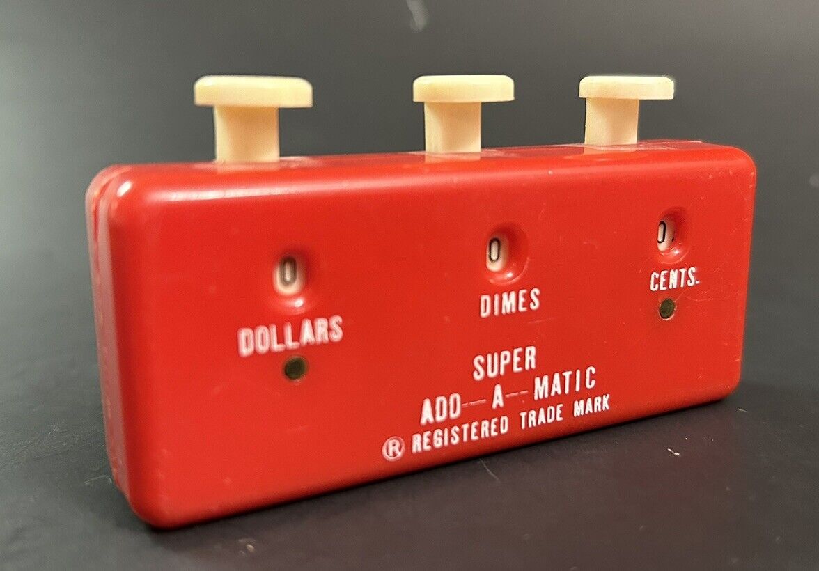 Vintage 1960s Plastic Super ADD-A-MATIC Grocery Money Counter WORKS GREAT