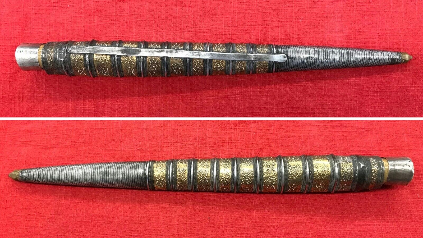 Unusual Middle Eastern Dagger “Kard” With Gold Damascene Decoration