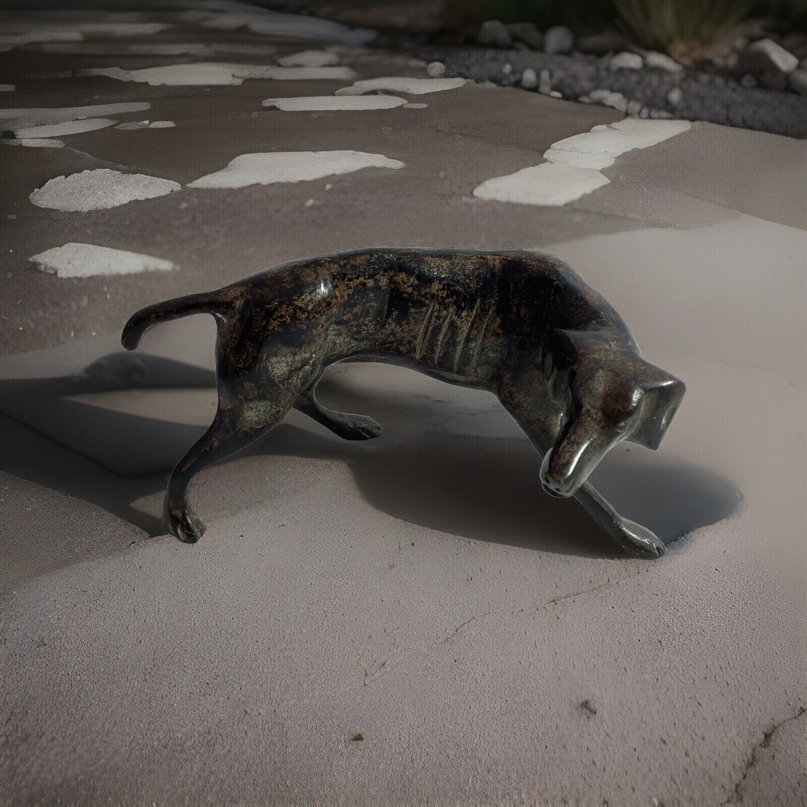 Vtg Metal Sculpture Dog Figurine Greyhound Whippet Statue 6 Inch