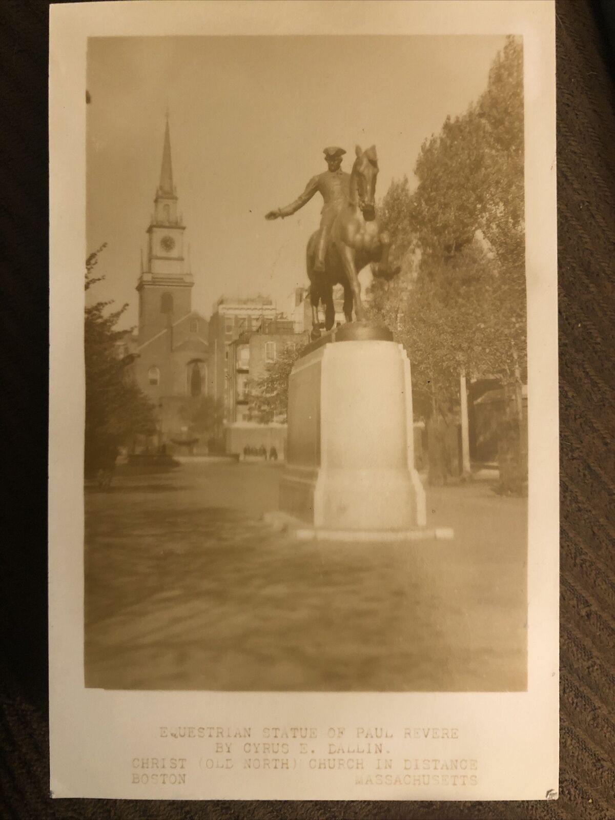 c1910 Paul Revere Statue, Boston, Massachusetts Real Photo Postcard/RPPC